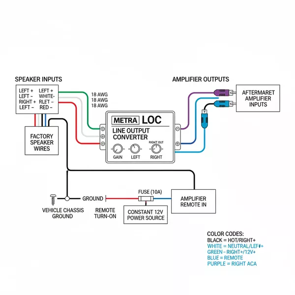 metra line output converter wiring diagram diagram with labeled components and explanations