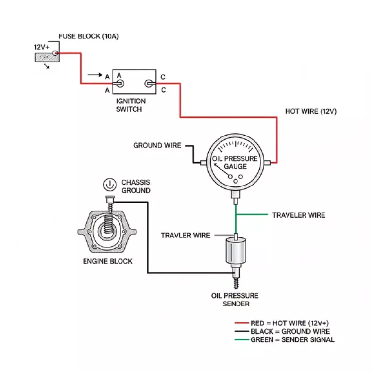 oil pressure gauge wiring diagram diagram with labeled components and explanations