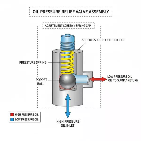 oil pressure relief valve diagram diagram with labeled components and explanations