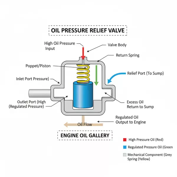 oil pressure relief valve diagram diagram with labeled components and explanations