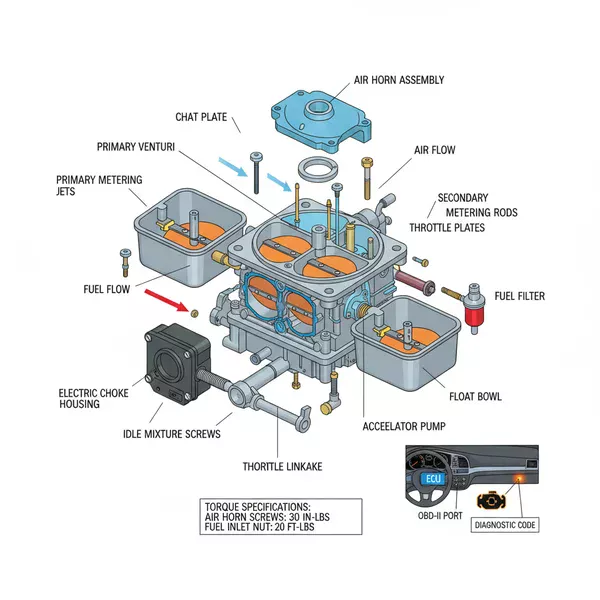 quadrajet rochester 4 barrel carburetor diagram diagram with labeled components and explanations