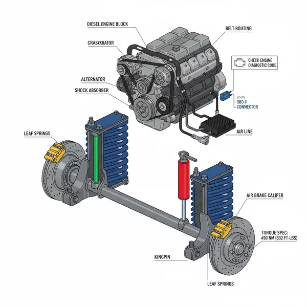 semi truck front suspension diagram diagram with labeled components and explanations