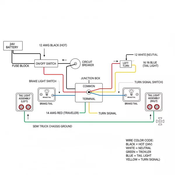 semi truck tail light wiring diagram diagram with labeled components and explanations