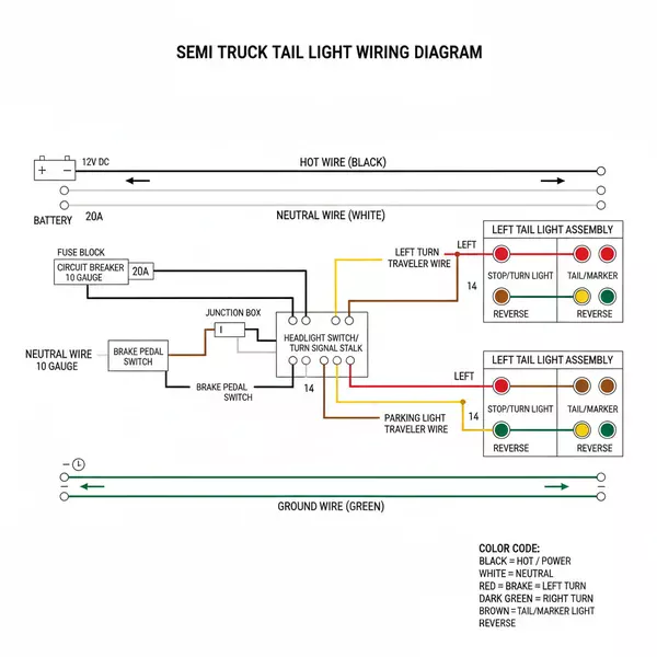 semi truck tail light wiring diagram diagram with labeled components and explanations