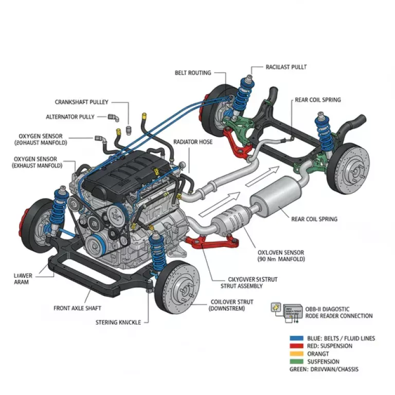 toyota camry undercarriage parts diagram diagram with labeled components and explanations