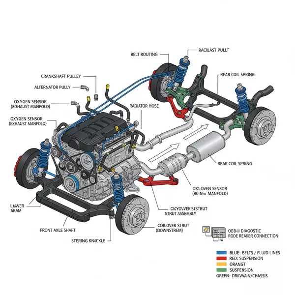 toyota camry undercarriage parts diagram diagram with labeled components and explanations