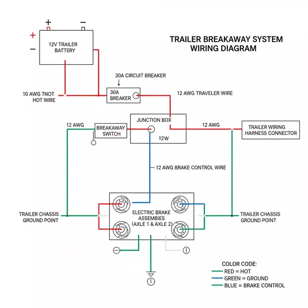 trailer breakaway system wiring diagram diagram with labeled components and explanations