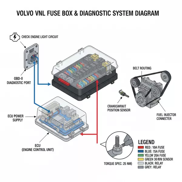 volvo truck volvo vnl fuse box diagram diagram with labeled components and explanations