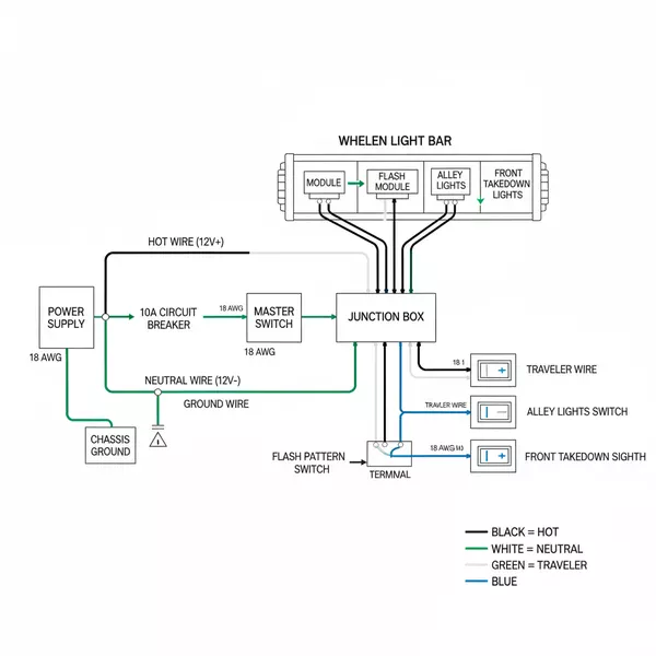 whelen light bar wiring diagram diagram with labeled components and explanations