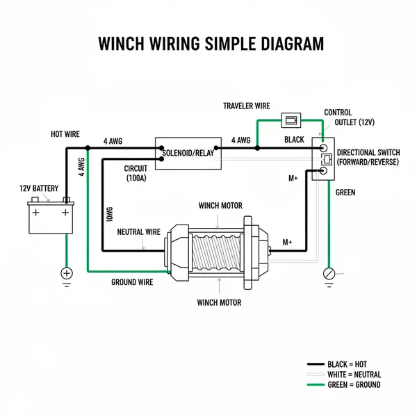 winch wiring simple winch diagram diagram with labeled components and explanations