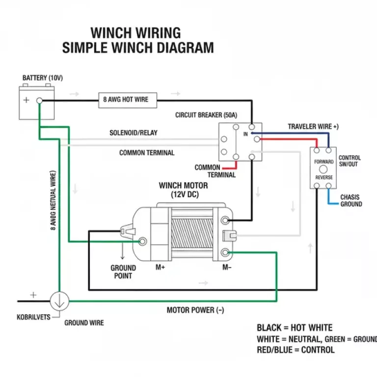 winch wiring simple winch diagram diagram with labeled components and explanations