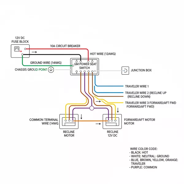 wiring harness gm power seat wiring diagram diagram with labeled components and explanations