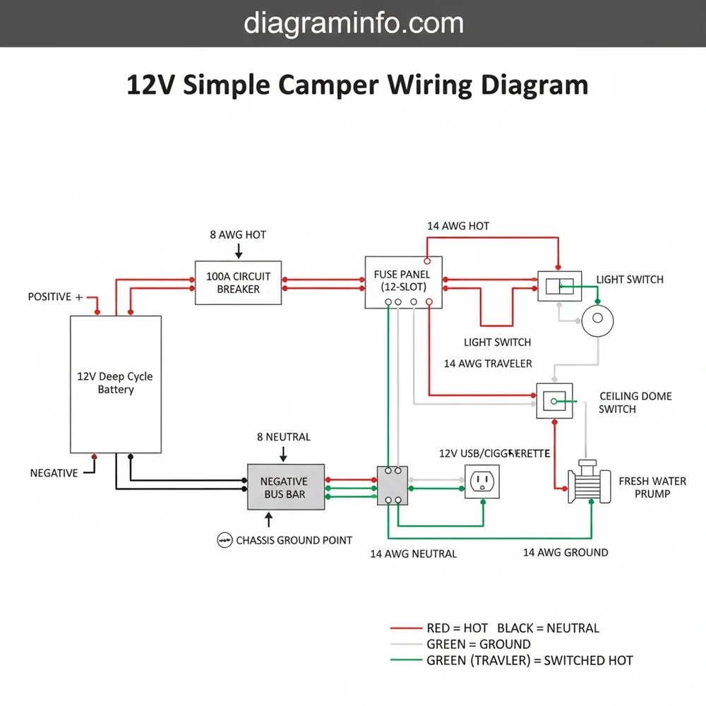 12v simple camper wiring diagram diagram with labeled components and explanations