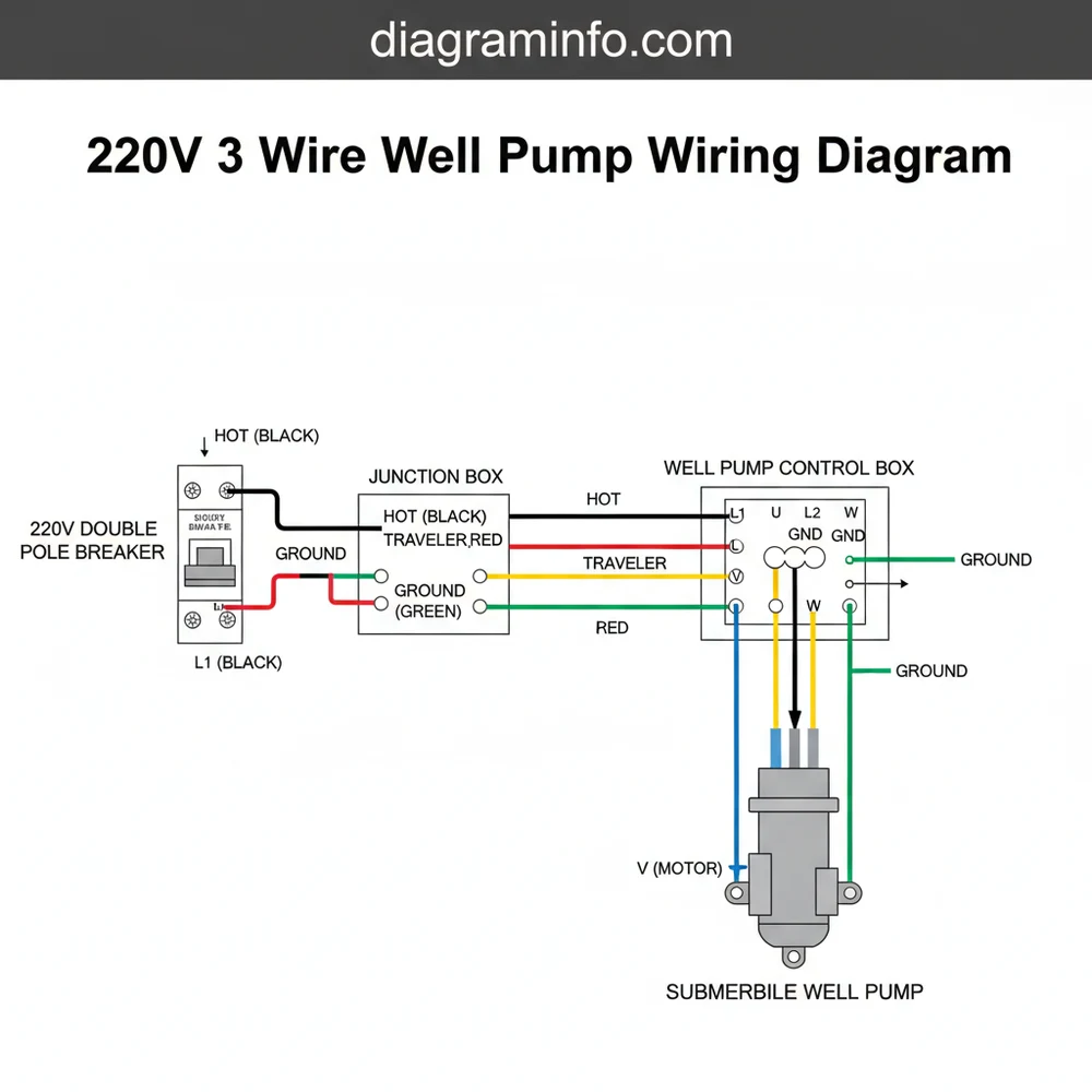 220v 3 wire well pump wiring diagram diagram with labeled components and explanations