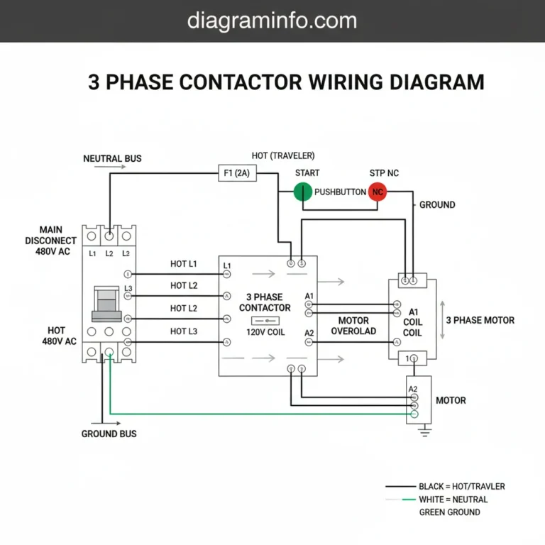 3 phase contactor wiring diagram diagram with labeled components and explanations