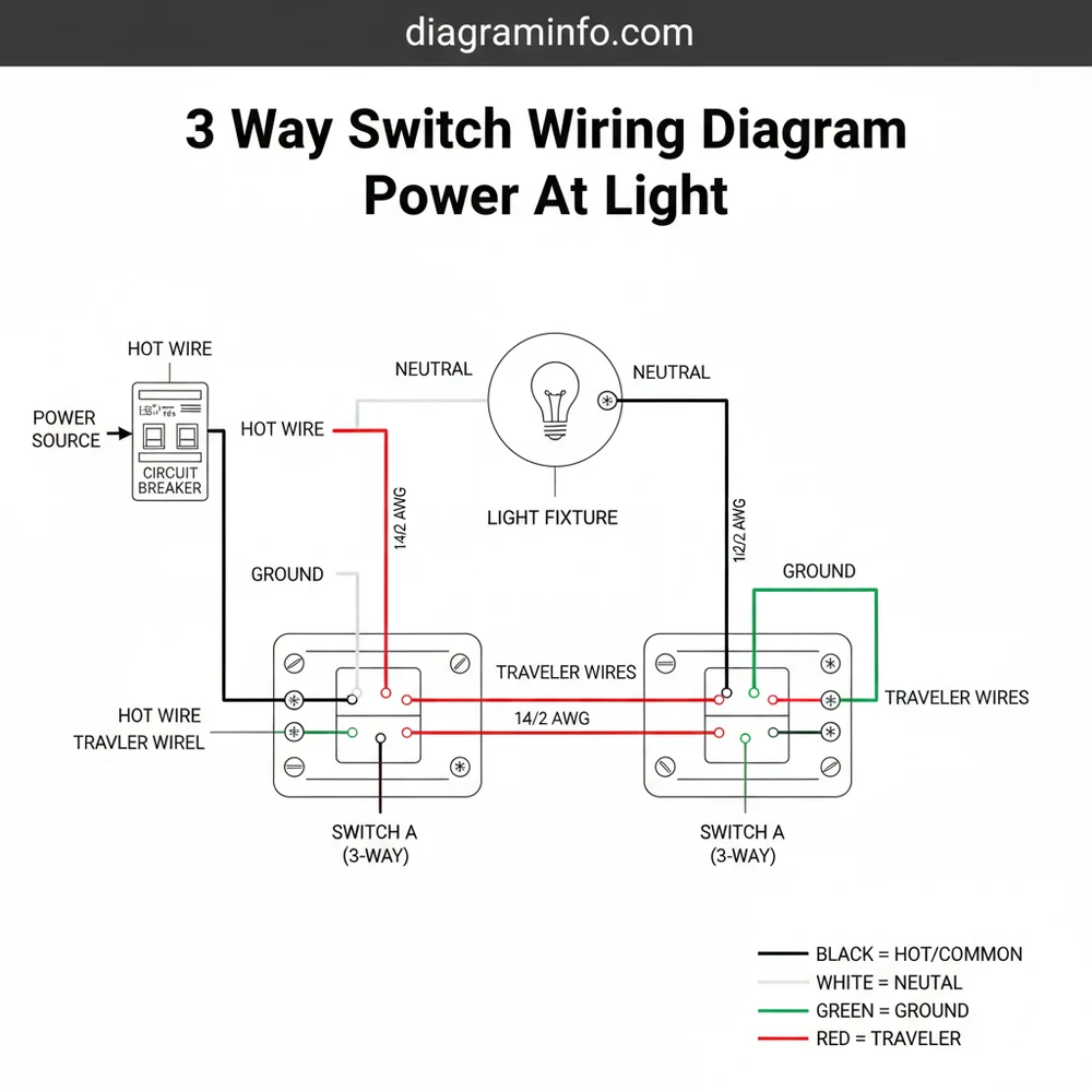 3 way switch wiring diagram power at light diagram with labeled components and explanations