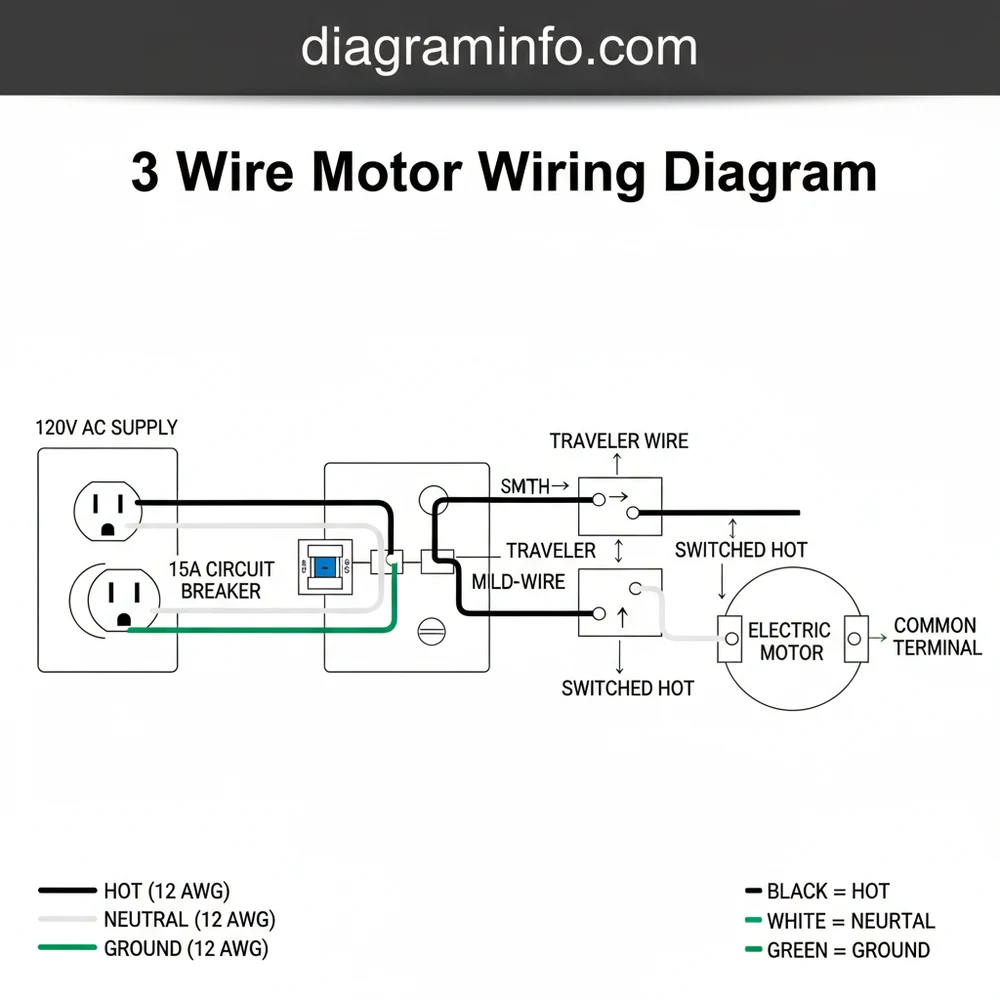 3 wire motor wiring diagram diagram with labeled components and explanations