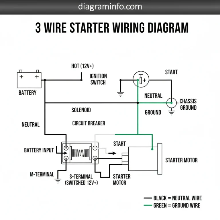 3 wire starter wiring diagram diagram with labeled components and explanations