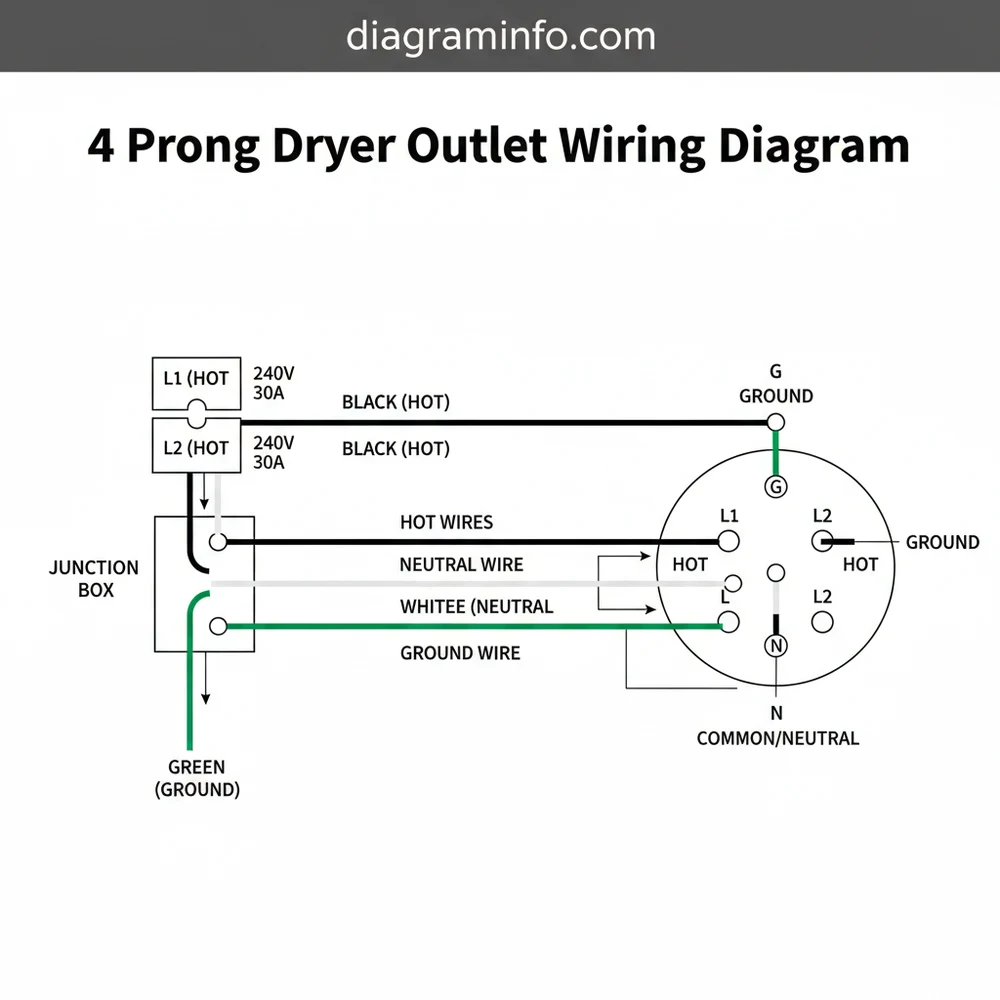 4 prong dryer outlet wiring diagram diagram with labeled components and explanations