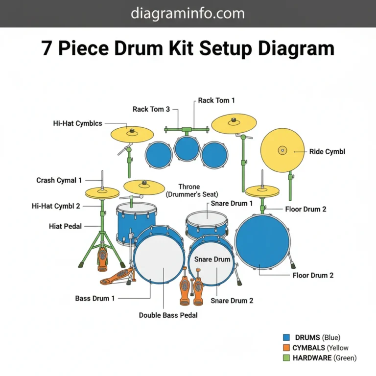 7 piece drum kit setup diagram diagram with labeled components and explanations