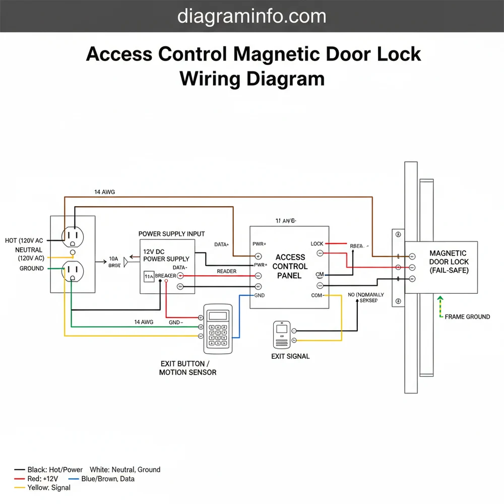 access control magnetic door lock wiring diagram diagram with labeled components and explanations