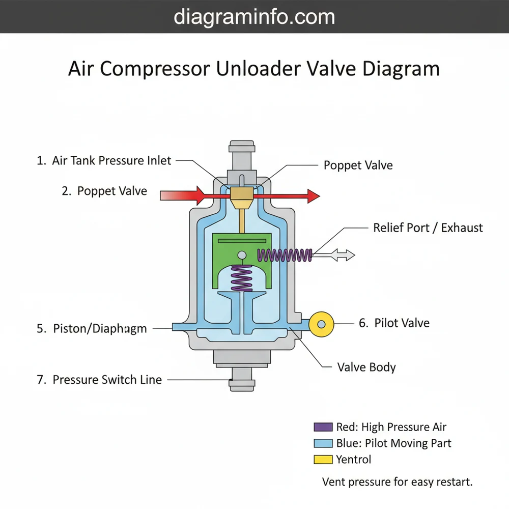 air compressor unloader valve diagram diagram with labeled components and explanations