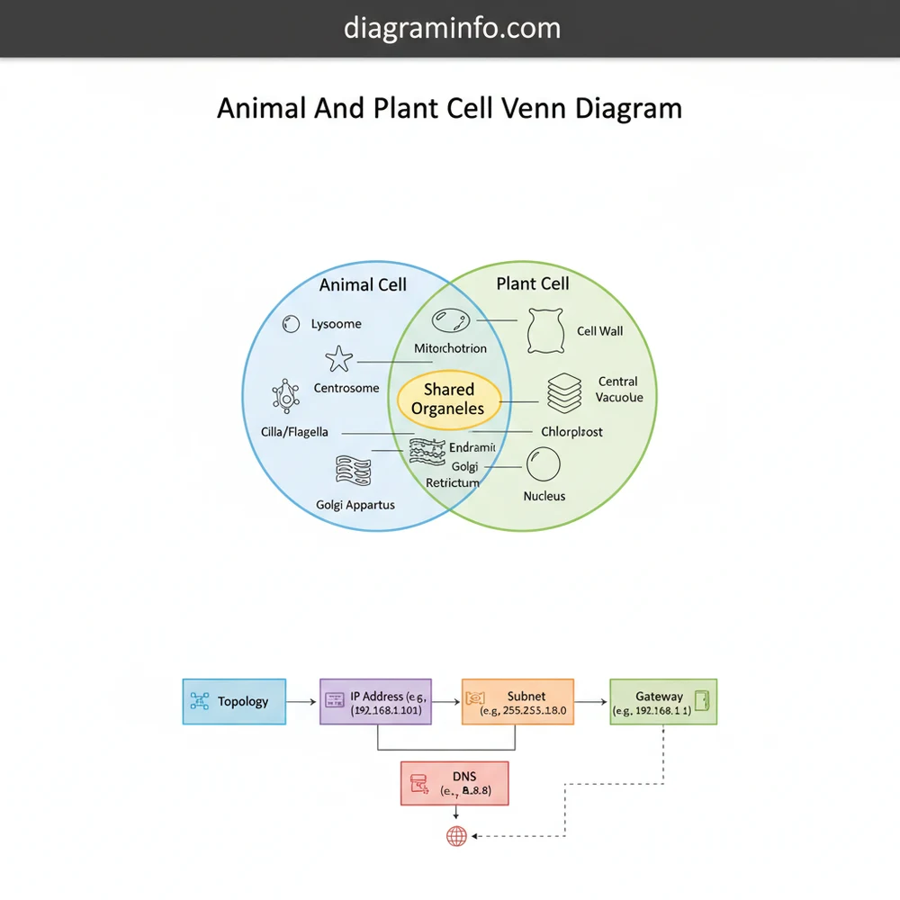 animal and plant cell venn diagram diagram with labeled components and explanations