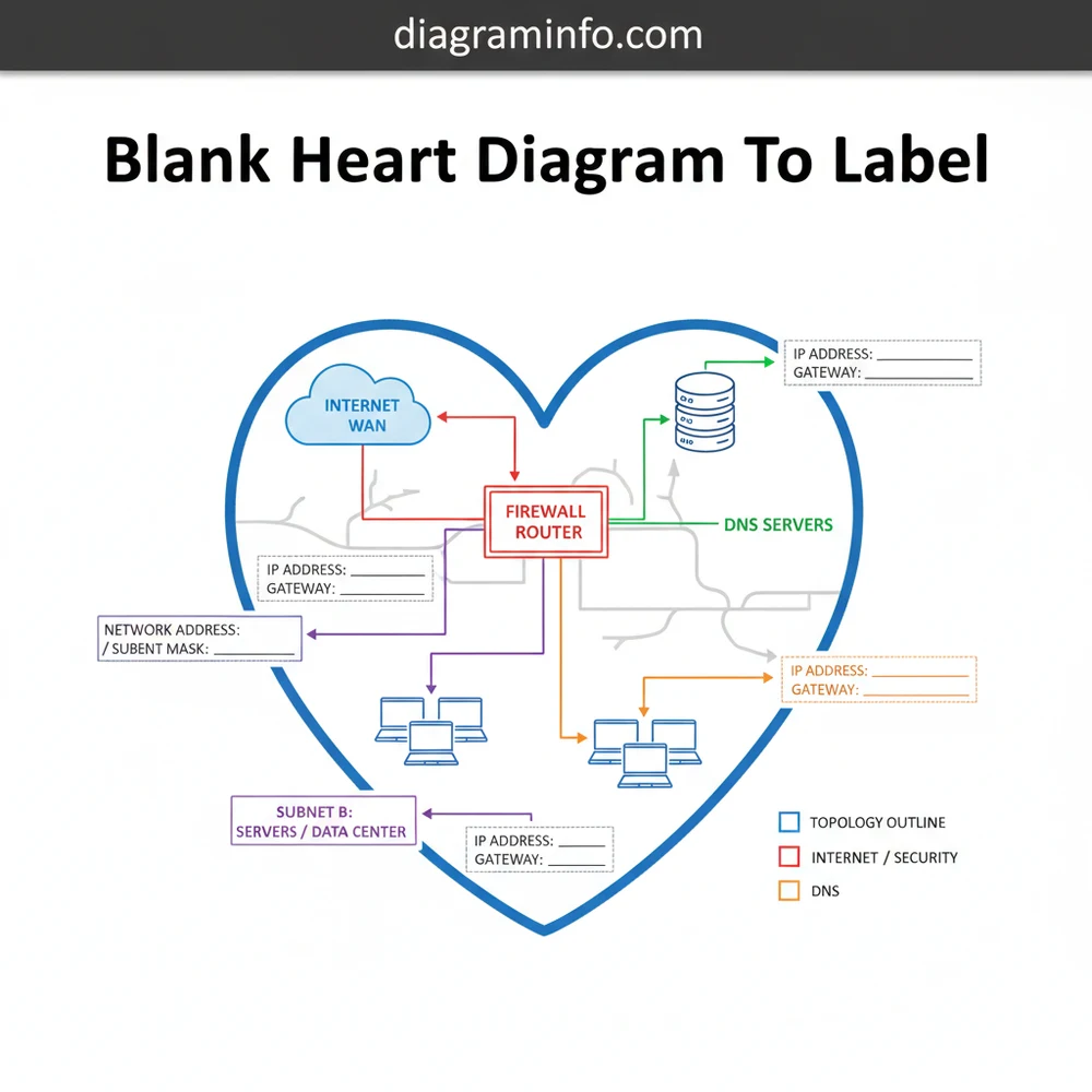blank heart diagram to label diagram with labeled components and explanations
