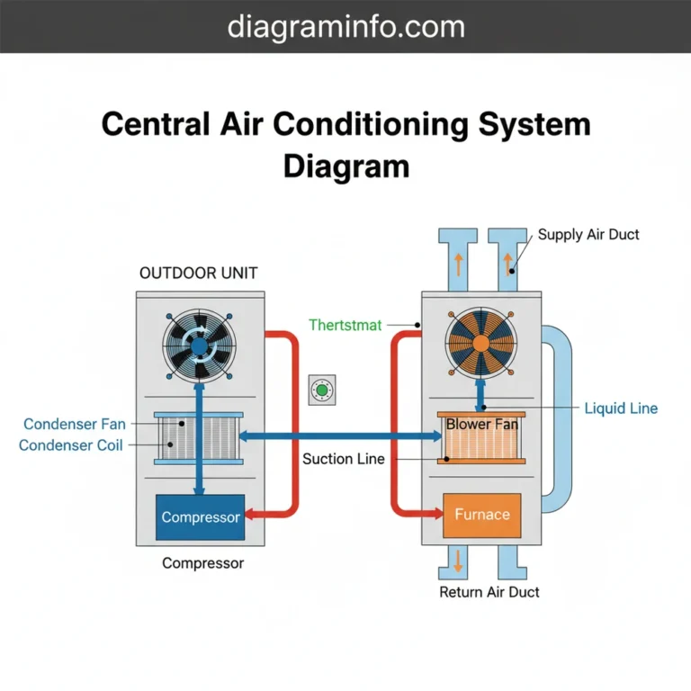 central air conditioning system diagram diagram with labeled components and explanations