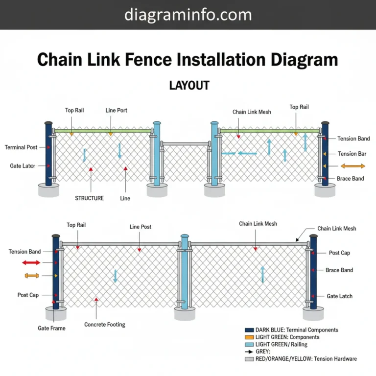 chain link fence installation diagram diagram with labeled components and explanations