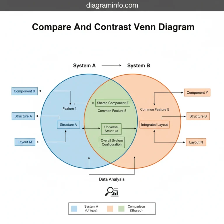 compare and contrast venn diagram diagram with labeled components and explanations