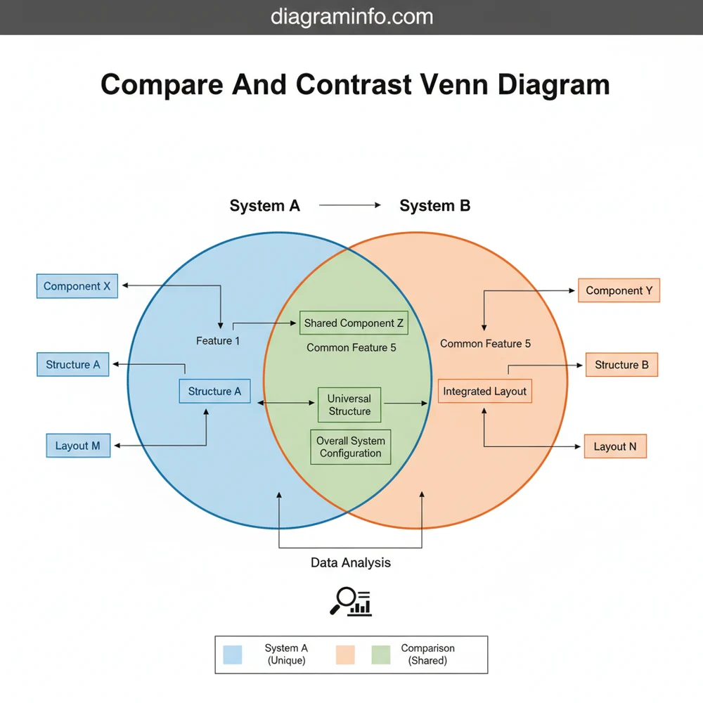 compare and contrast venn diagram diagram with labeled components and explanations