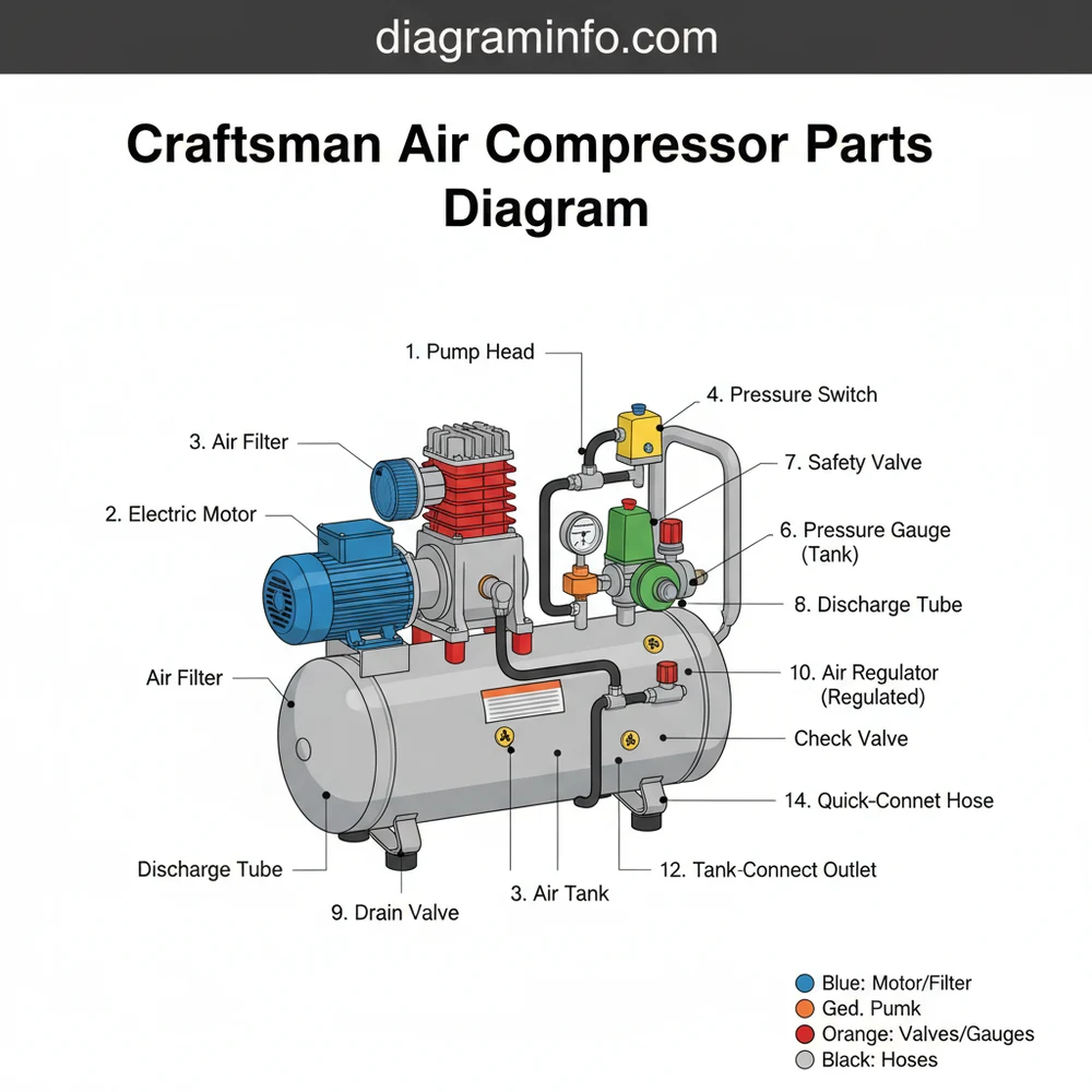 craftsman air compressor parts diagram diagram with labeled components and explanations