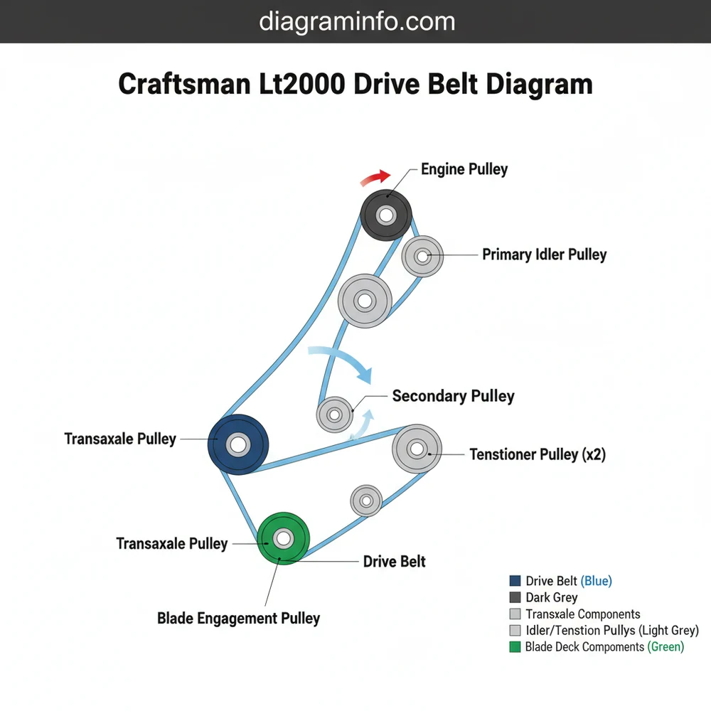 craftsman lt2000 drive belt diagram diagram with labeled components and explanations