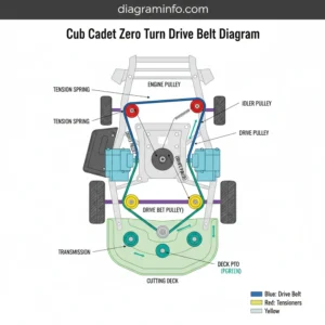 cub cadet zero turn drive belt diagram diagram with labeled components and explanations