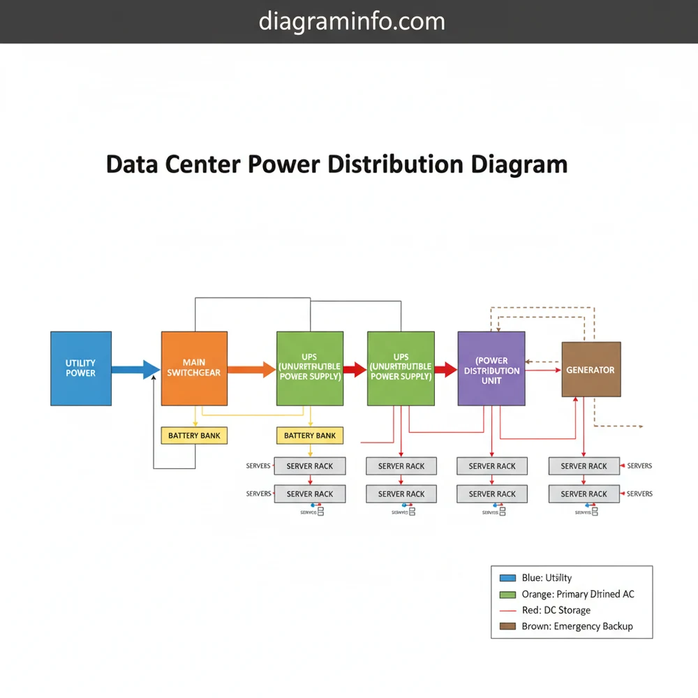 data center power distribution diagram diagram with labeled components and explanations