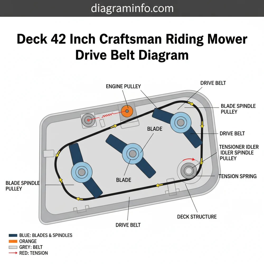 deck 42 inch craftsman riding mower drive belt diagram diagram with labeled components and explanations