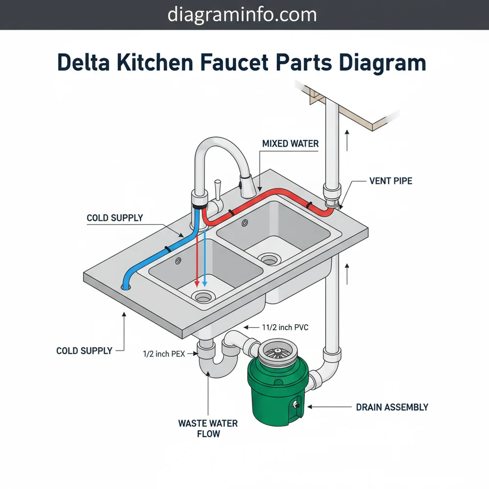 delta kitchen faucet parts diagram diagram with labeled components and explanations