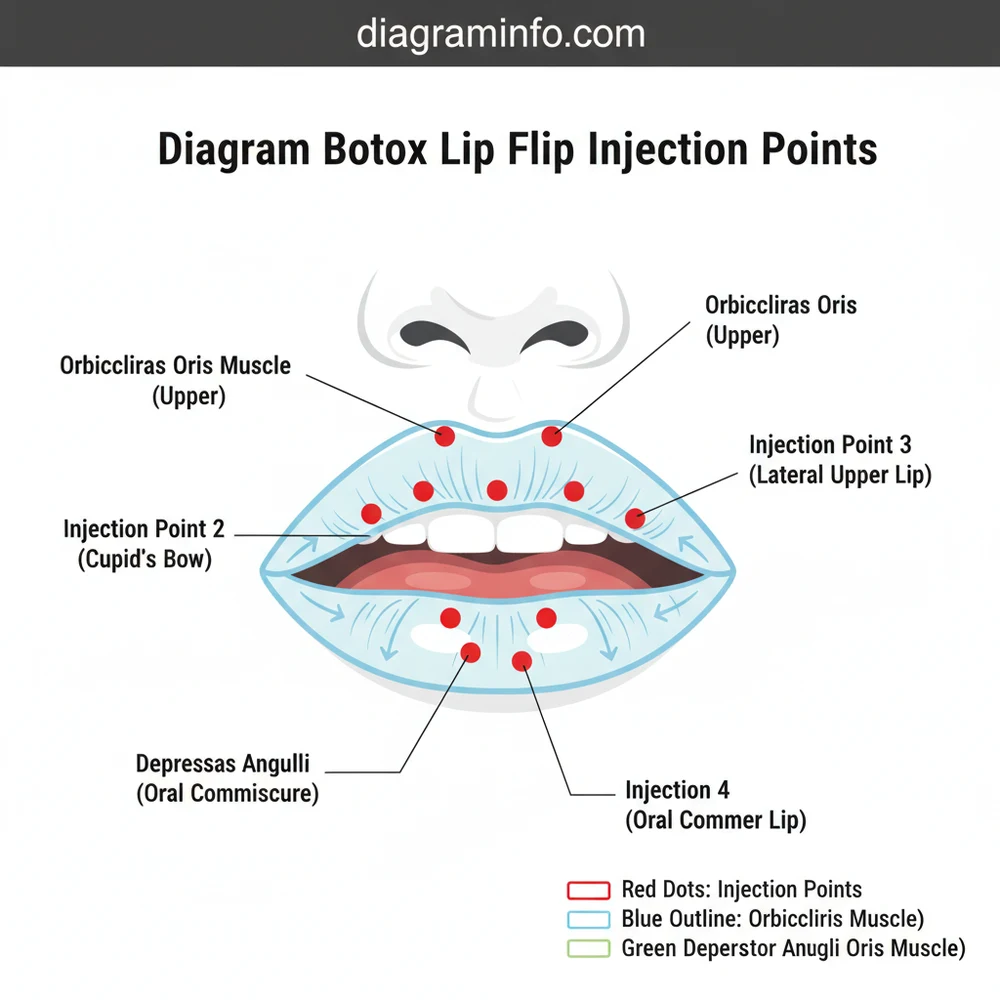 diagram botox lip flip injection points diagram with labeled components and explanations