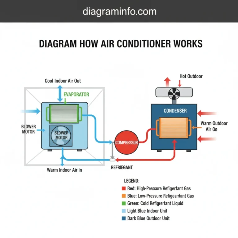 diagram how air conditioner works diagram with labeled components and explanations