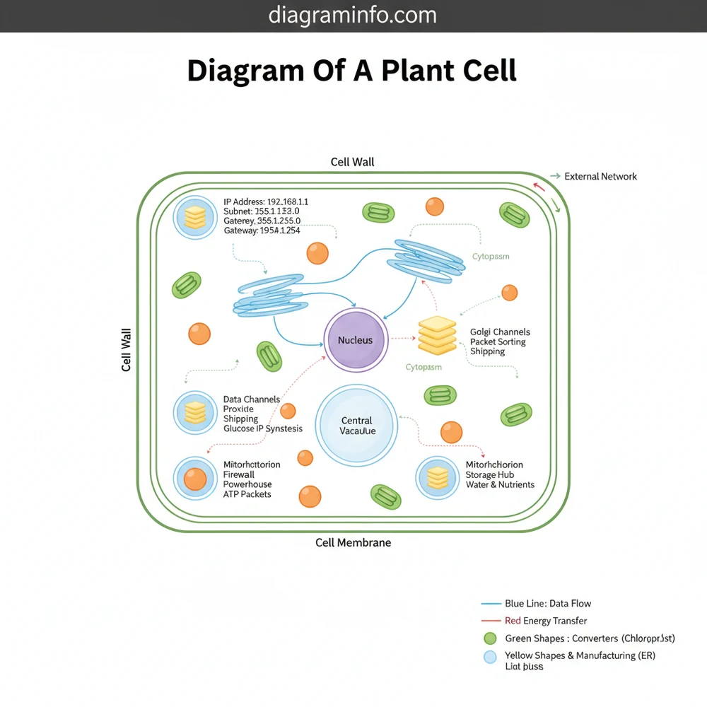 diagram of a plant cell diagram with labeled components and explanations