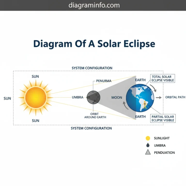diagram of a solar eclipse diagram with labeled components and explanations