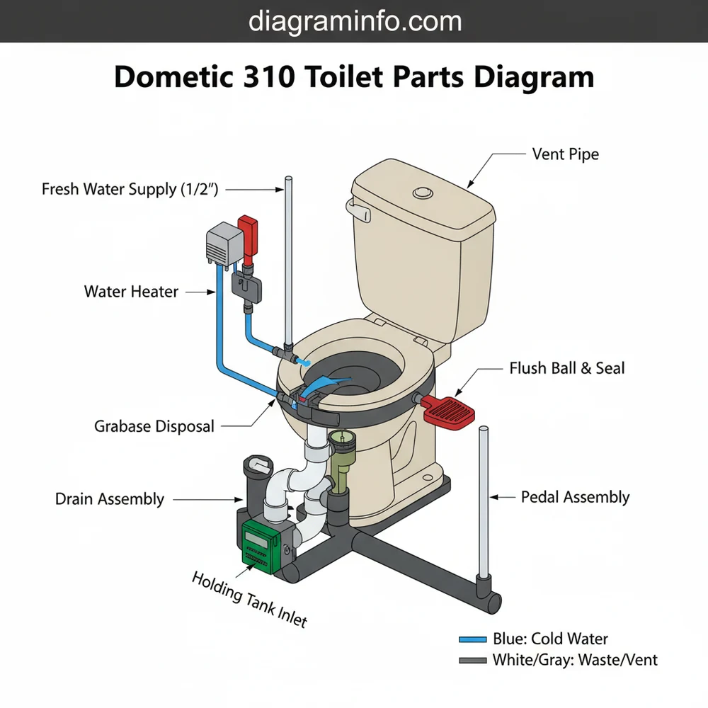 dometic 310 toilet parts diagram diagram with labeled components and explanations