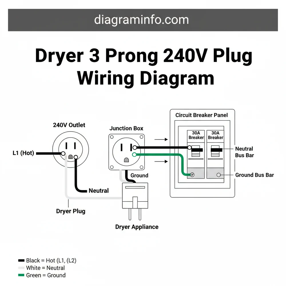dryer 3 prong 240v plug wiring diagram diagram with labeled components and explanations