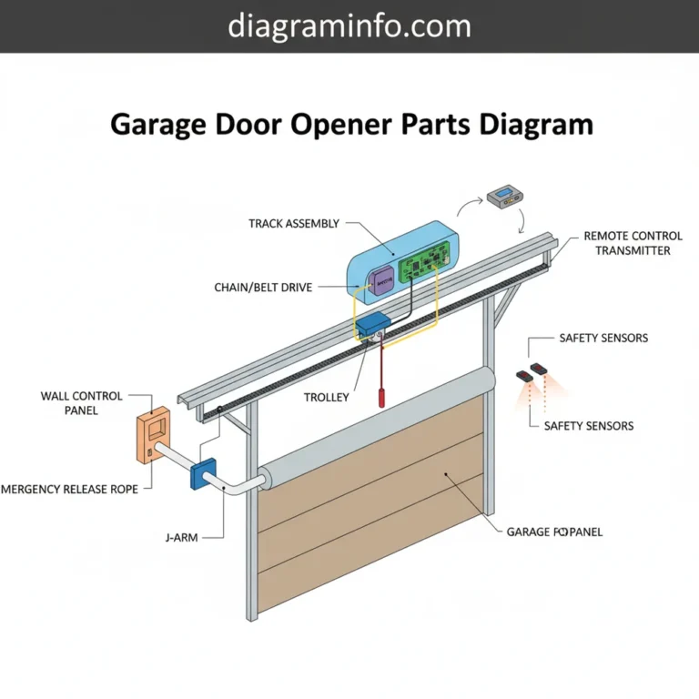 garage door opener parts diagram diagram with labeled components and explanations