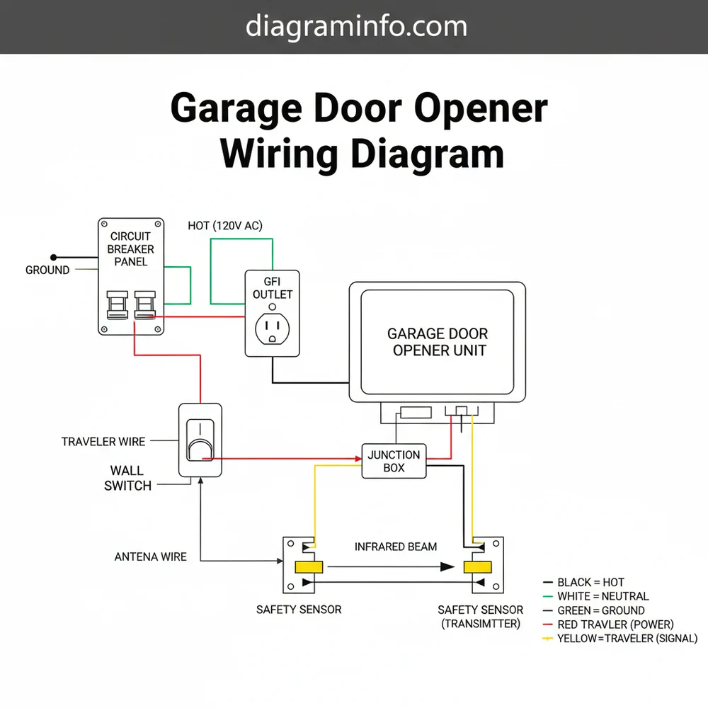 garage door opener wiring diagram diagram with labeled components and explanations