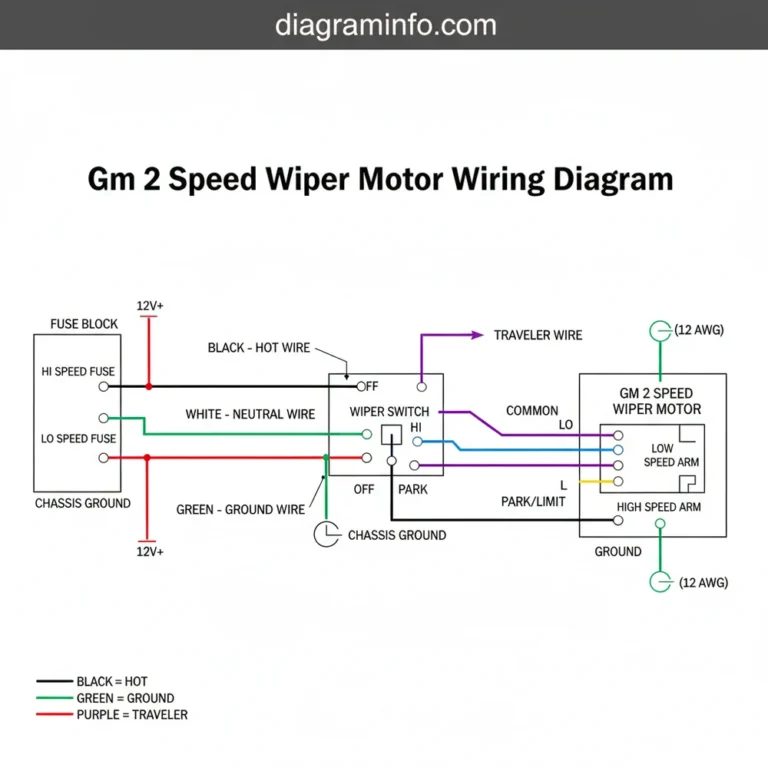 gm 2 speed wiper motor wiring diagram diagram with labeled components and explanations
