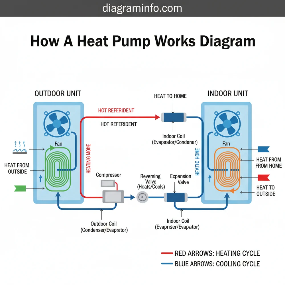 how a heat pump works diagram diagram with labeled components and explanations