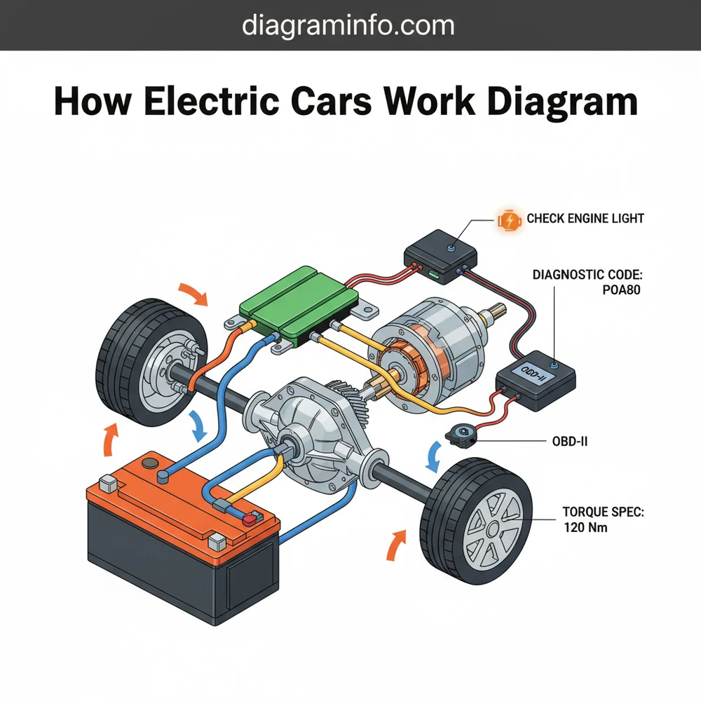 how electric cars work diagram diagram with labeled components and explanations