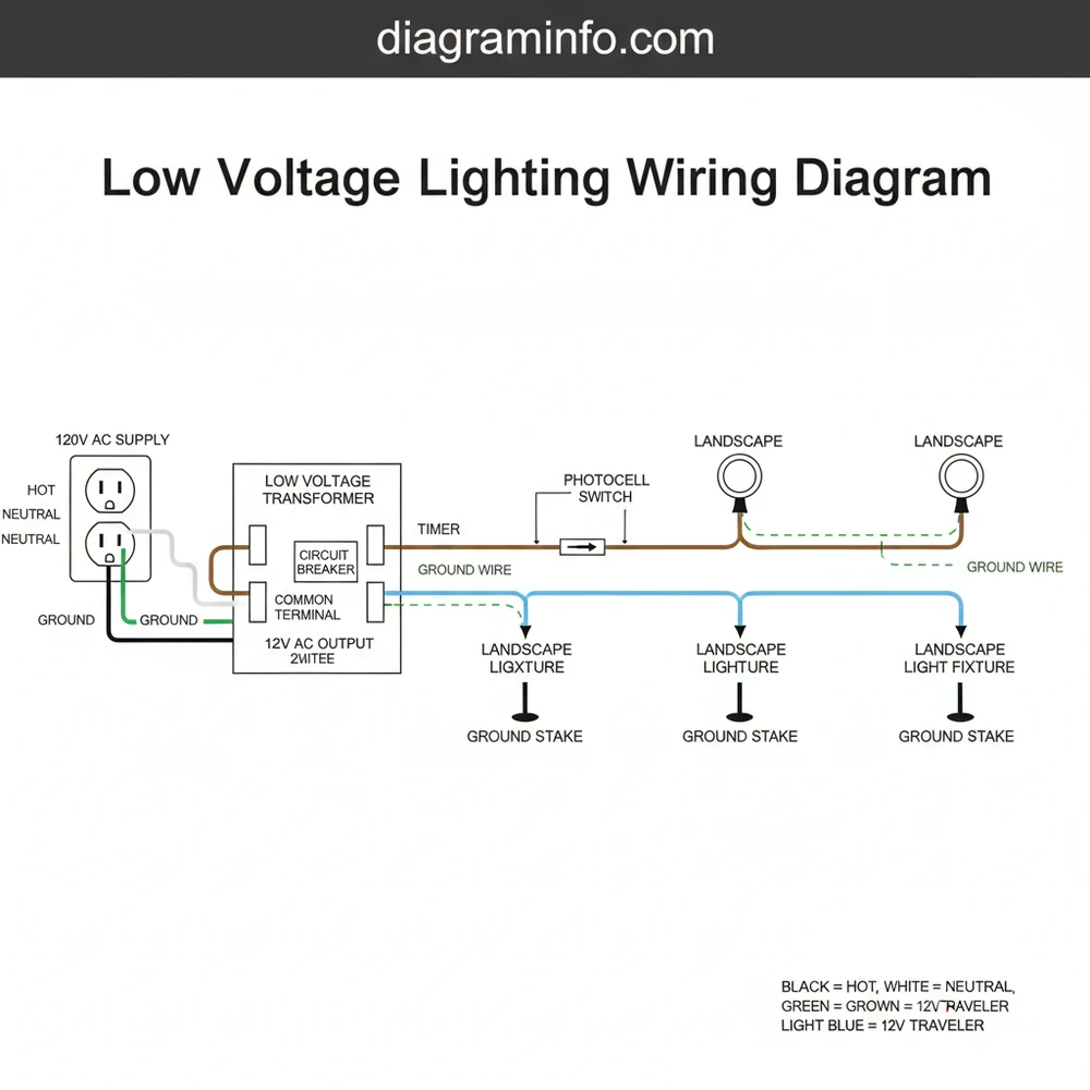 low voltage lighting wiring diagram diagram with labeled components and explanations